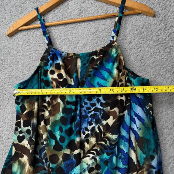 Blue Cheetah Print Swim Top Women's Size 12 Tankini Top - Picture 3 of 9